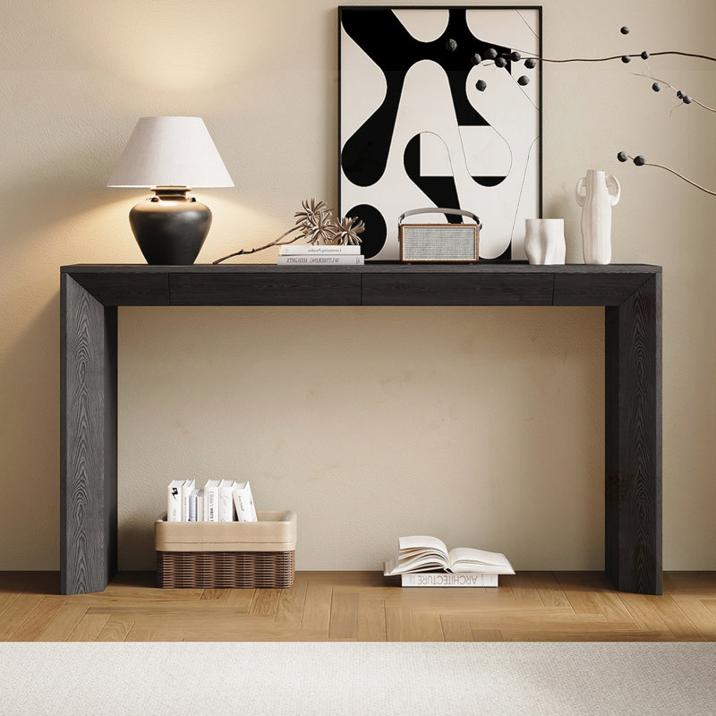 Console avec 2 tiroirs Farmhouse, Noir