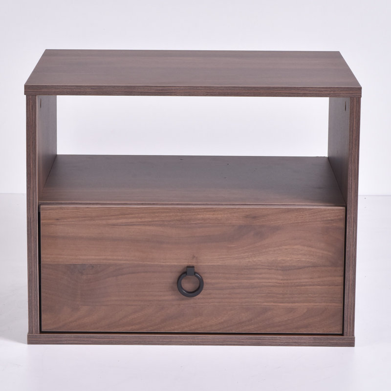 Rebbeca 50cm W Manufactured Wood Bedside Table, Columbia Walnut