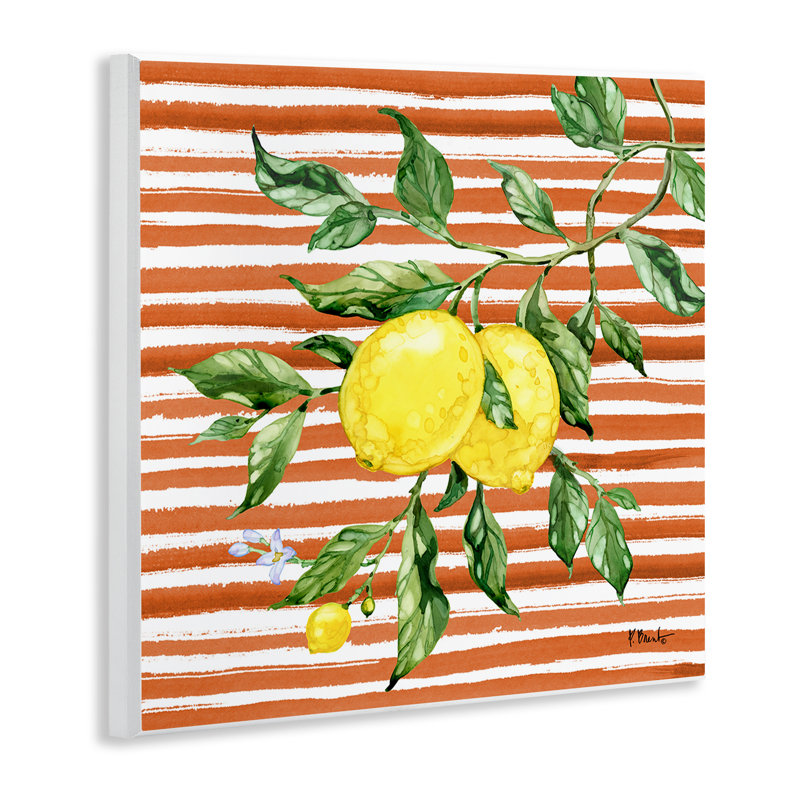Juicy Lemon Vine on Red Wall Plaque, design by Paul Brent