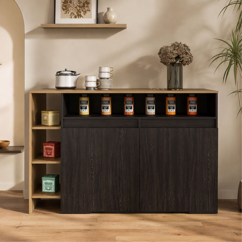 Îlot de cuisine en wengé et 2 portes, H 35,4 po x l 55 po x P 25,7 po