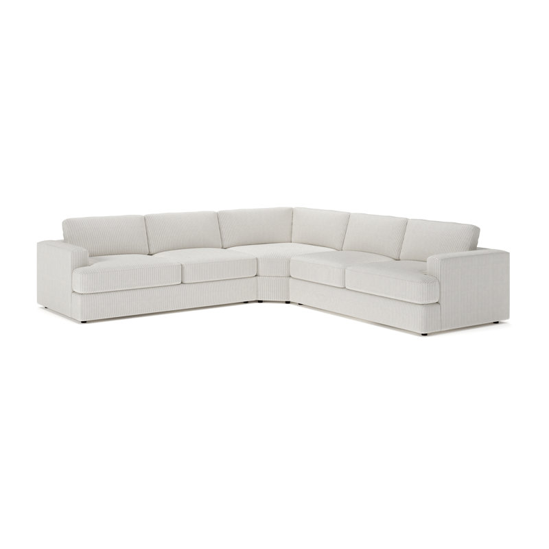 Cayden 3-Piece Upholstered Wedge Sectional, Cruise Gray Striped