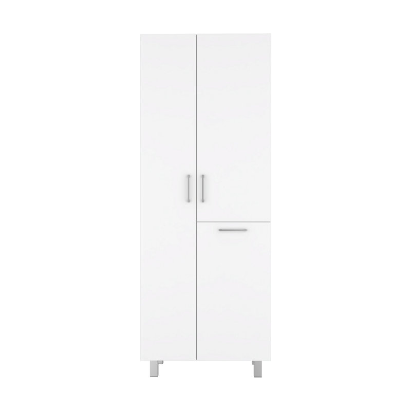 Armoire à balai 71 po à deux portes avec panier à linge
