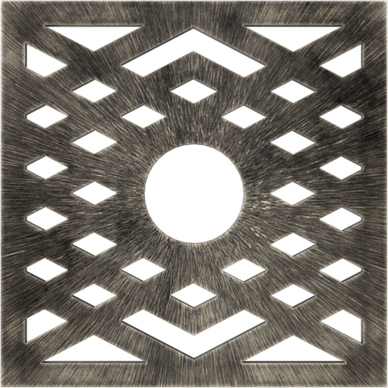 26"OD x 6 3/4"ID x 3/4"P Chevron Architectural Grade PVC Pierced Ceiling Medallion, Antiqued Warm Silver