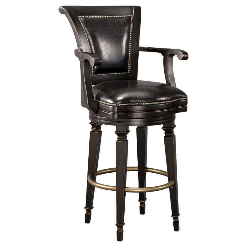 Upholstered Counter Stool with Solid Wood Frame