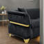 Modern Sofas, 83.5 Inch Black Velvet Gold Metal Trim For Home