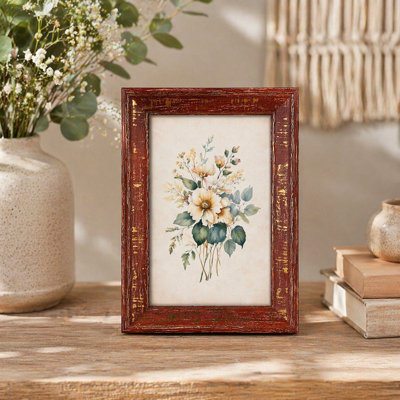 Red Gold Picture Frame with Distressed Finish
