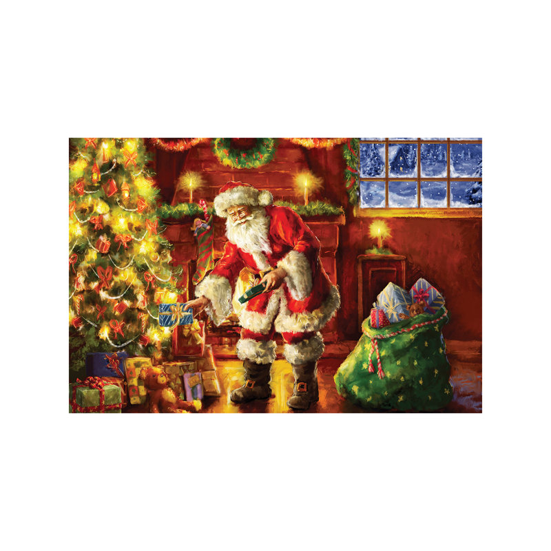 Santa Putting Gifts Under Tree 1 Piece Wrapped Canvas Wall Art, 152.5 cm H x 101.5 cm W