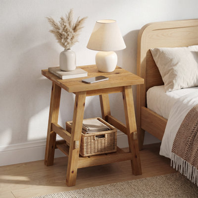 2-Tier Solid Wood End Table