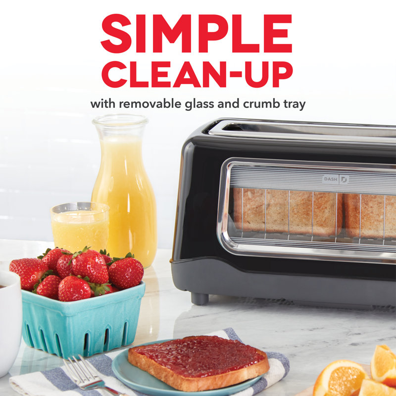 Dash 2 Slice Long Slot Clear View Toaster, Black