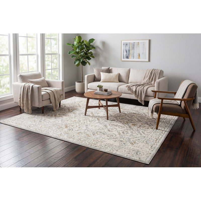 Lakena 12582-189 IVOIRE / BEIGE / GRIS, Rectangle 7 pi 10 po x 10 pi
