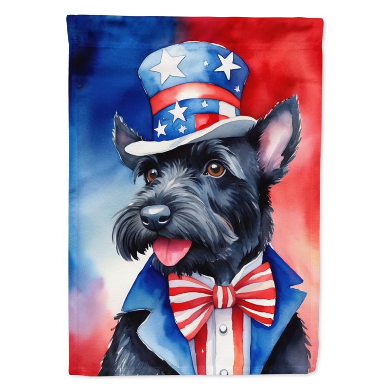 Drapeau patriotique du jardin américain, Terrier écossais noir multicolore