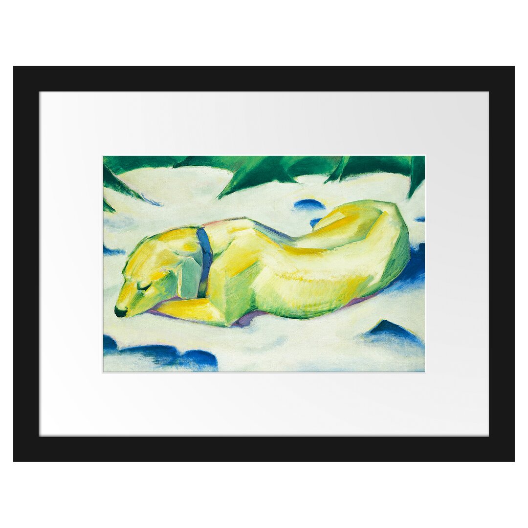 Gerahmter Kunstdruck Lying Dog in the Snow von Franz Marc