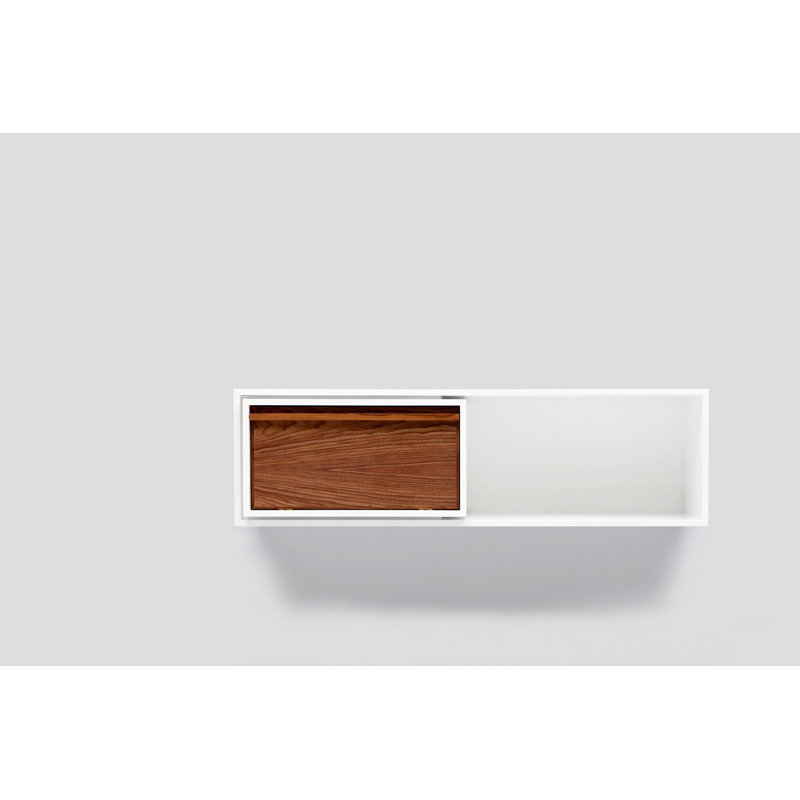 New School Walnut Cube Shelf with Drawer