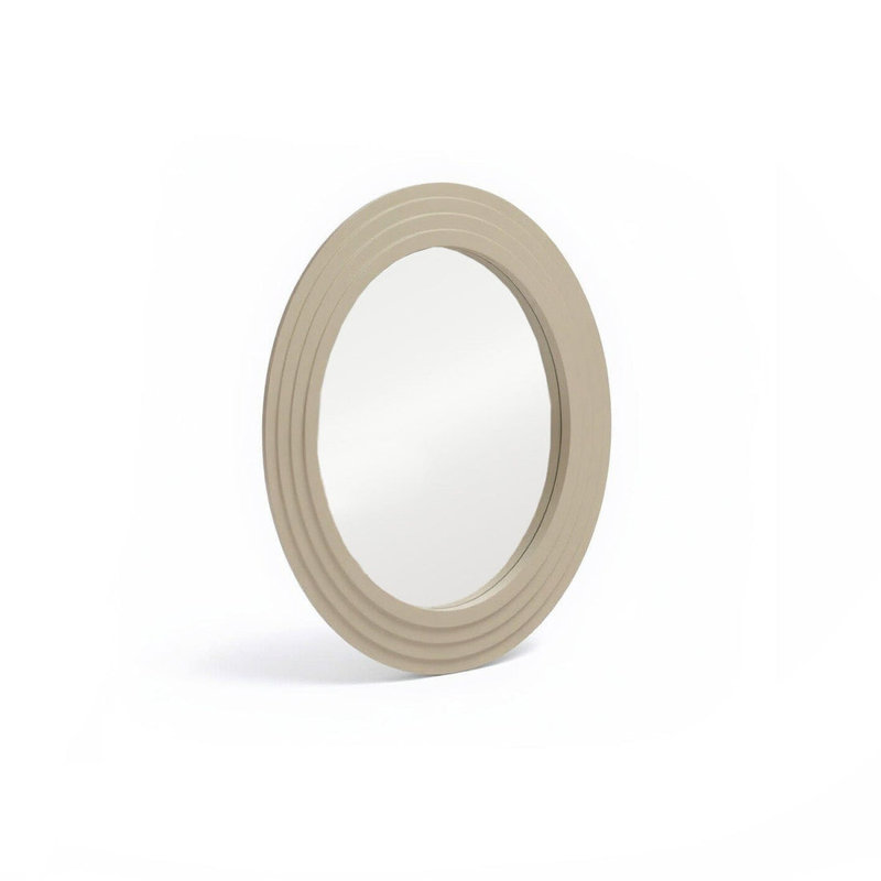 70cm Wooden Mirror, Taupe, Round