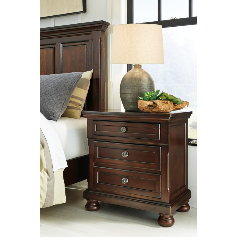 Transitional Rustic Brown Nightstand with Antiqued Hardware
