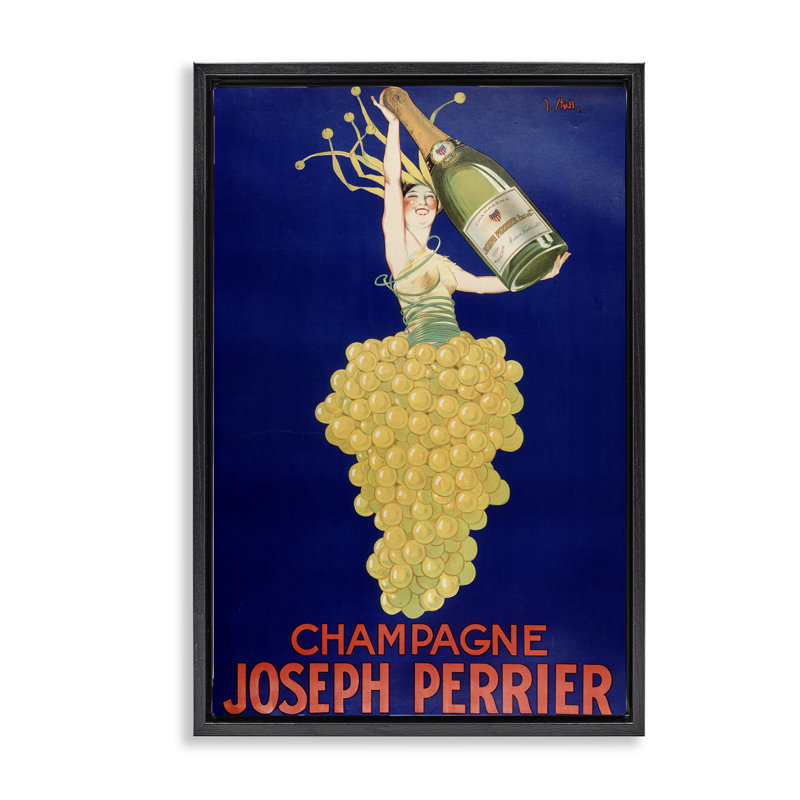Cadre flottant rétro champagne Perrier, design par Marcus Jules, Cadre flottant noir de jais, H 25 po x l 17 po