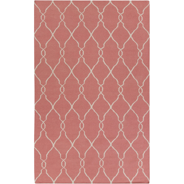 Tapis rouge en laine tissé à plat à la main Findley