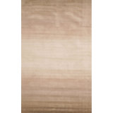 5x8 Ivory Hand-Knotted Wool Ombre Striped Modern Contemporary Carpet Rug