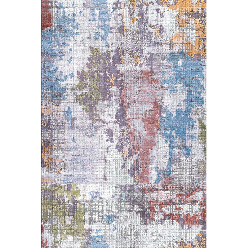 Stylish Woven Carpet (4 x 6 Feet), 100% Polyester, 0.3 in Pile Height | Antibacterial, Non-Slip PVC Dot Underside | Machine Washable, 3D Digital Printed Design | Perfect for Living Room, Bedroom & Office Decor