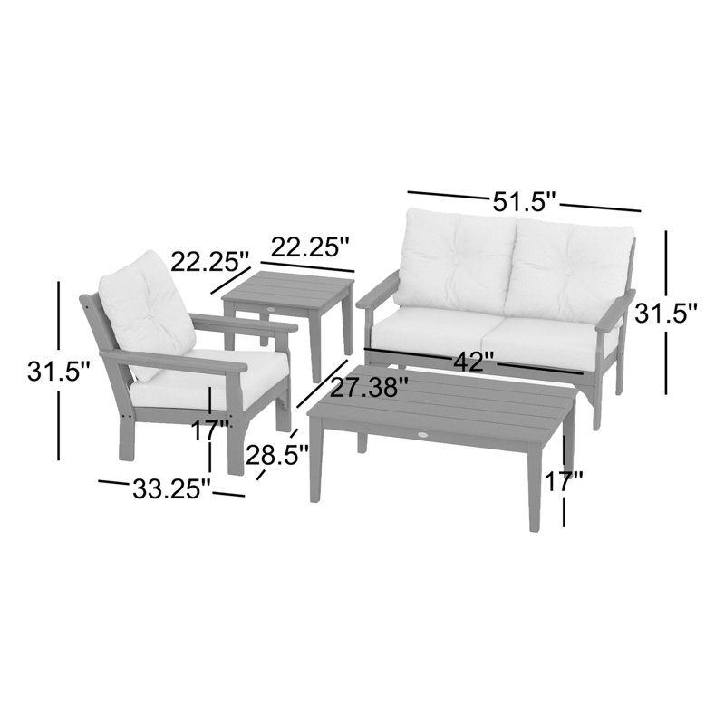 Vineyard 4-Piece Deep Seating Set, Ash Charcoal Revolution®, Sand