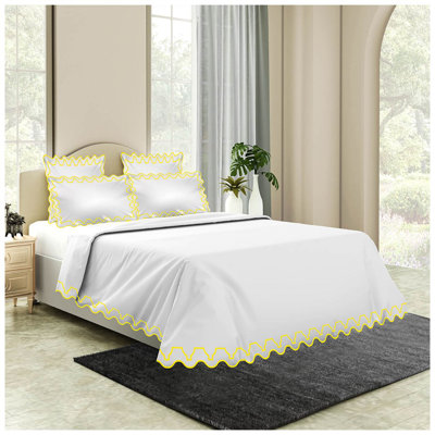 Imaginary Scallop 400TC Cotton Embroidery Sateen Solid Duvet Cover Set
