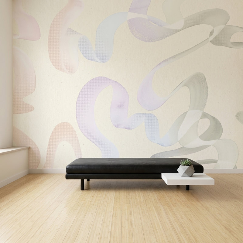 Papier peint blanc avec décoration murale abstraite amovible, 160 po x 108 po, Peler et coller
