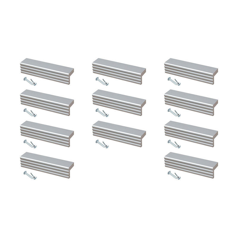 Ensemble de 11 poignées de tiroir et d'armoire en aluminium satiné Outwater - 96 mm (3,78 po) d'un centre à l'autre, série moderne