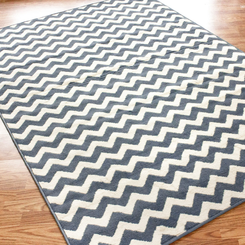 Tapis bleu/blanc light Quesinberry, Rectangle 7 pi 10 po x 10 pi 10 po