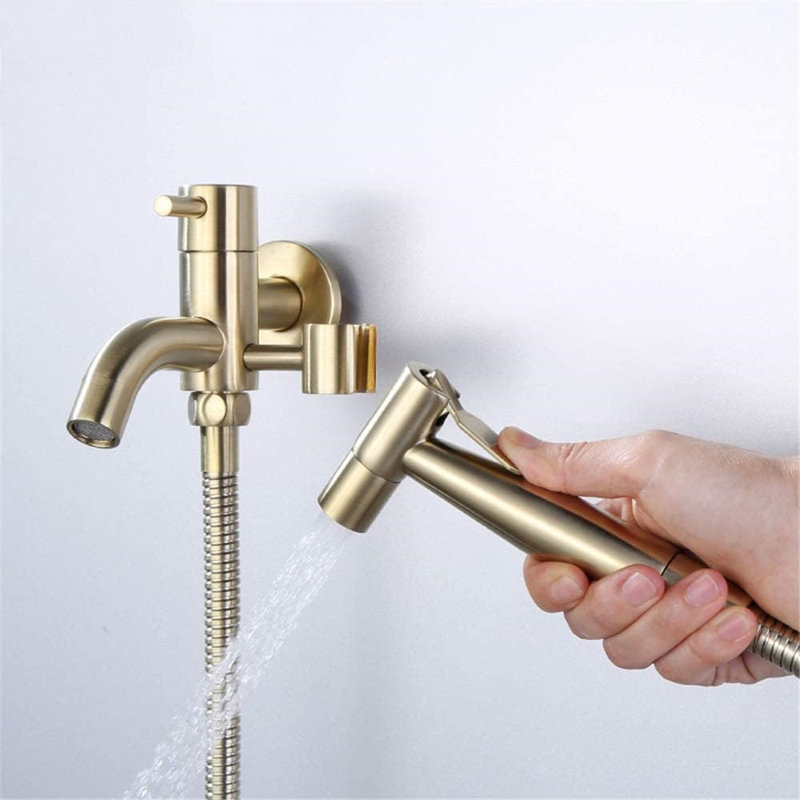 Bidet Douche Set For Bathroom Toilet,Single Hole,Gold