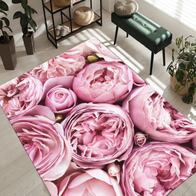 Stylish Non-Woven Thin Type Printed Rug with Elegant Floral Design for a Classic Touch in Your Home Decor