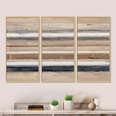 Cercle géométrique Natural Balance III - ensemble d'art moderne encadré sur toile Mid-Century