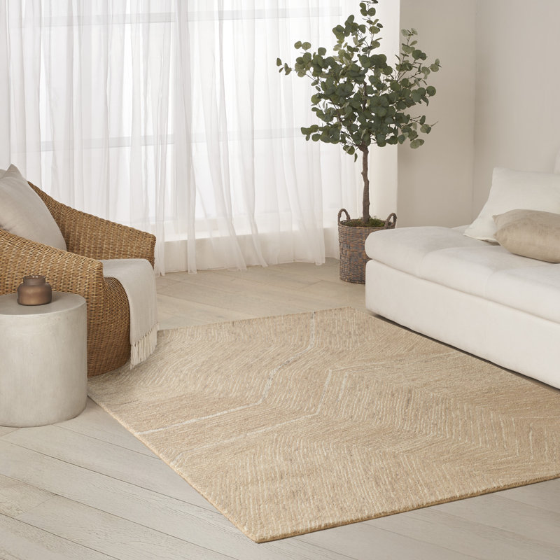 Tapis d'intérieur moderne brun clair DKNY, Rectangle 5 pi 3 po x 7 pi 3 po