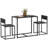 2-Person Dining Table Set Industrial MDF Black-Toned 35.5-Inch Rectangle Kitchen Table and Two Stools