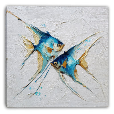 Twin Angelfish I Wrapped Canvas Wall Art