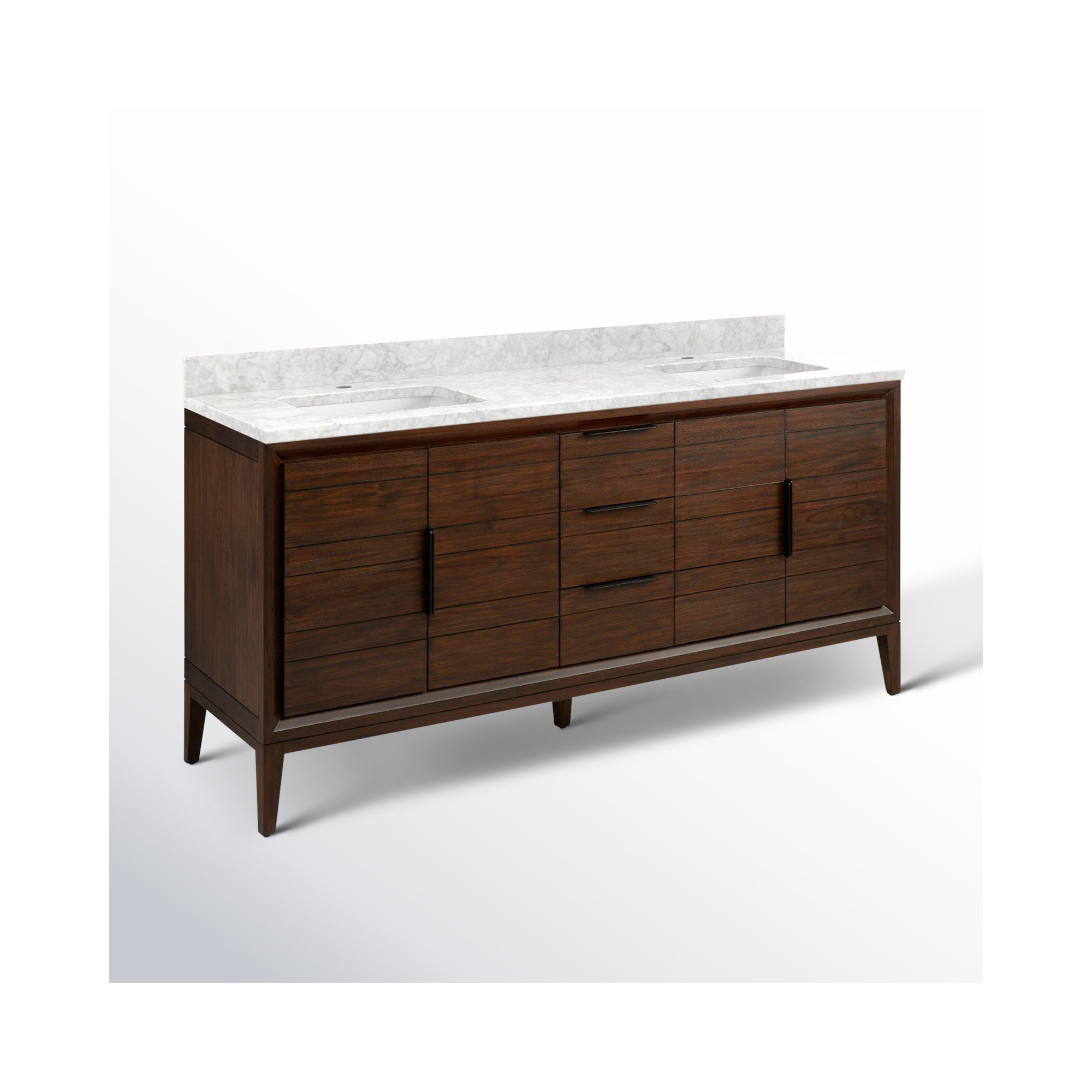 Aliso 72" Double Bathroom Vanity, Java, Carrara Marble, Single-Hole Centered