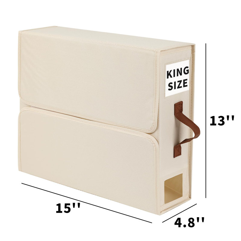 6 Pack Bed Sheet Organizers And Storage (Queen & King Size) Sheet Organizers For Linen Closet Under Bed Storage Sheets Set Organizers With Handle Window Foldable Bedding Storage Box Beige