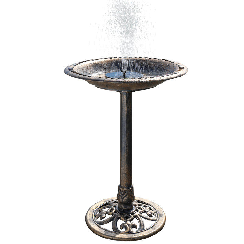 Armance Resin Single Tier Birdbath, Brown