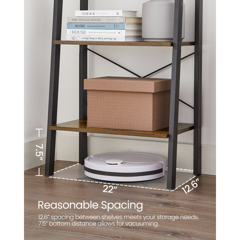 Parikh 54" H x 22.1" W Steel Etagere Bookcase, Black/Rustic Brown
