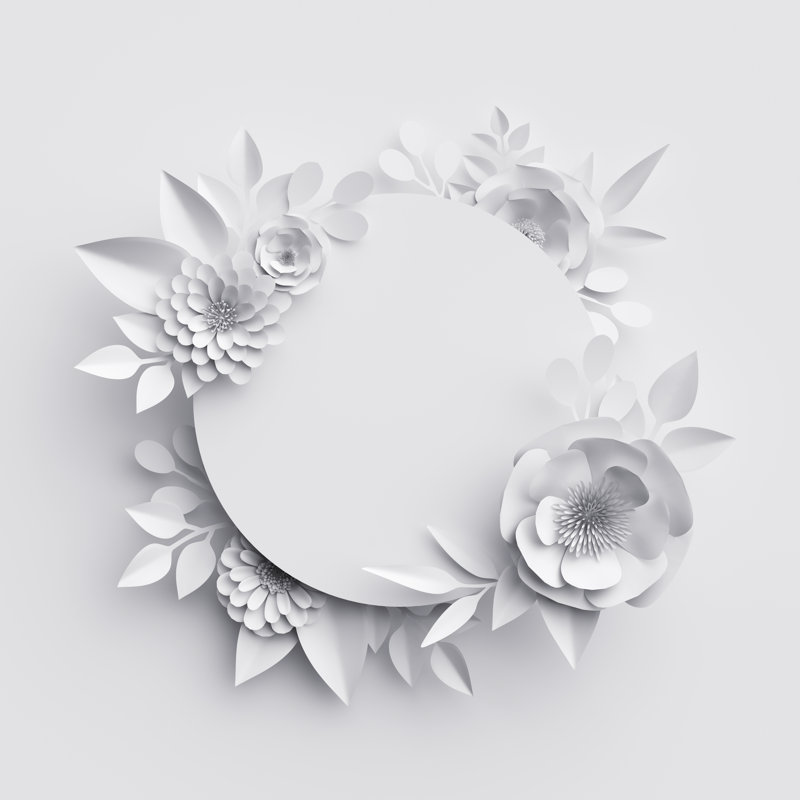 3D Render, Abstract White Paper Flowers - Wrapped Canvas Print, 50.8cm H x 50.8cm W