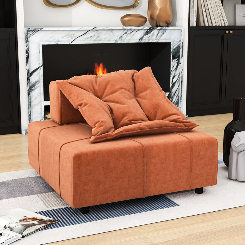 Modular Sectional Single Sofa, Armless Chair with Removable Back Cushion