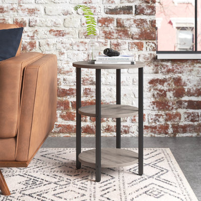 Mauch Round End Table with 3-Tier Storage Shelves