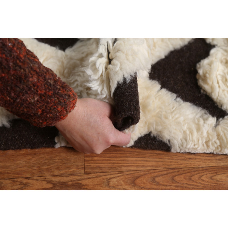 Tapis oriental noir et blanc en laine noué à la main 6 x 8