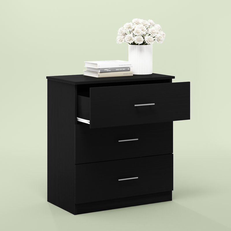 Rieka 69.9cm W 3 - Drawer Chest of Drawers, Black