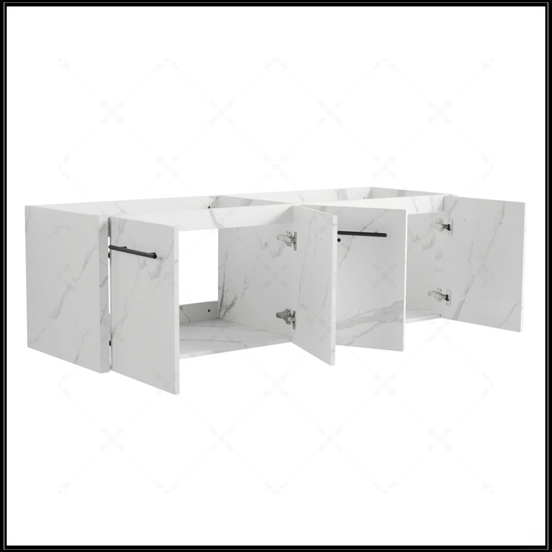 60 Inch Wall-Mounted Bathroom Vanity With Soft-Close Doors And Ample Storage, Perfect For Modern Bathrooms