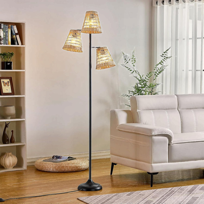 Industrial Black Metal Tree LED Floor Lamp