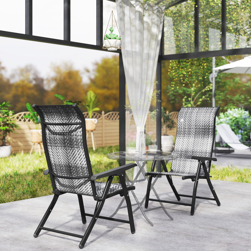 Ensemble de 2 chaises d'extérieur pliantes en osier avec dossier réglable
