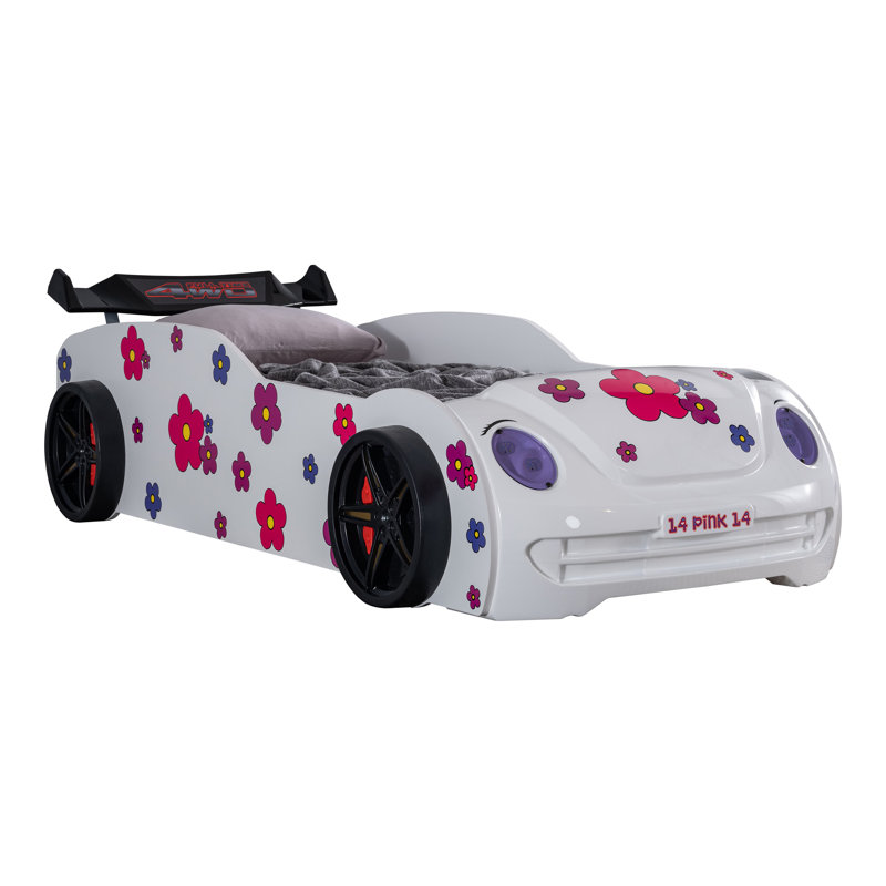 Fleura Race Car Design Twin Bed, White