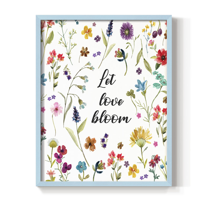 Let Love Bloom, reproduction encadrée - bois massif, H 11 po x l 9 po, Bleu
