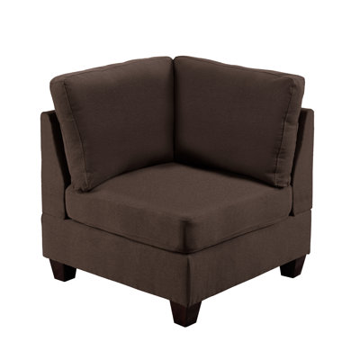 2Pc Black Coffee Modular , Linen-Like Fabric Trimmed, Wood Frame Chair - 2Pc, Garnished, Resilient Construction