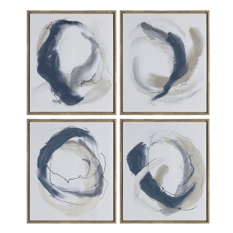 Geneva 4 Piece Abstract Framed Canvas Set